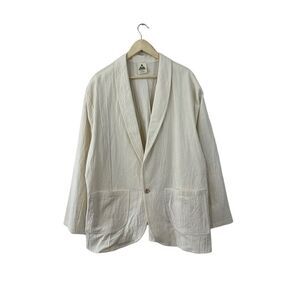 Deva Lifewear 1X-Large Cotton Blazer Jacket Oversized Fit Ivory Lagenlook Womens
